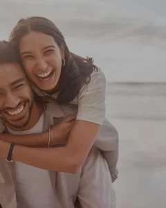 a man and a women laughing